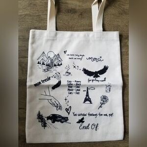 2/$25 Canvas Tote Bag with Black Graphic Print